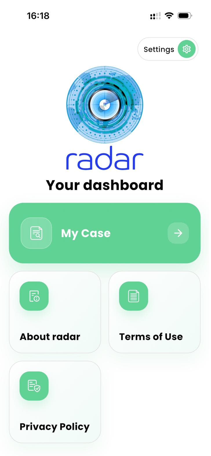 Bantham RADAR patient app dashboard